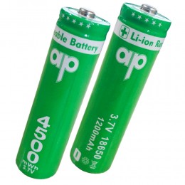 Батарейка аккумуляторная AP 18650 li-ion, 3.7 В, 1200 мВт/ч, 1 шт.