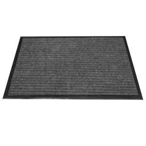 Гумовий придверний ворсовий килимок Т-108 в рубчик 75*45 см Сірий