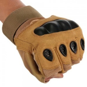 Чоловічий набір 2в1 захисні безпалі рукавички з посиленням та ремінь Пісочний XL