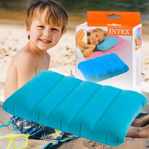 Дитяча надувна велюрова подушка INTEX 6867643*28*9 см Блакитна (LM)