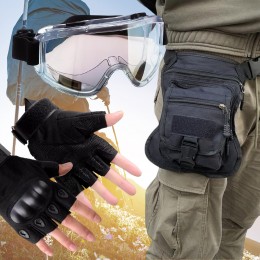 Набор 3 в 1 для настоящего мужчины: перчатки XL, защитные очки, сумка на бедро, Черный