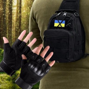 Набор для настоящего мужчины 2 в 1 сумка-слинг, перчатки XL, Черный