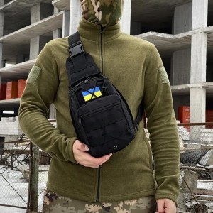 Чоловічий комплект із 2 сумок, багатофункціональна містка сумка-слінг через плече + сумка на стегно Чорний