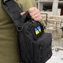 Мужской комплект 3в1 могофункциональная вместительная сумка-слинг через плечо + сумка на бедро + защитные антибликовые очки Черный
