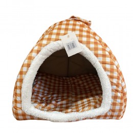 Домик флисовый для собак и кошек 0003, 35х40 см, Оранжевая клетка (ВУ)