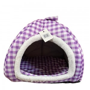 Будиночок флісовий для собак і кішок 0003, 35х40 см, Фіолетова клітинка (ВУ)