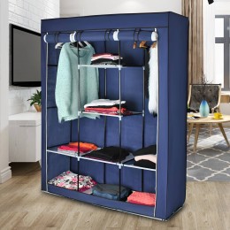 Текстильный шкаф Storage Wardrobe 88130 на 3 секции, 130 х 45 х 175 см, Синий (N-14)