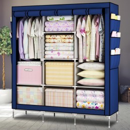 Текстильна шафа Storage Wardrobe 88130 на 3 секції, 130 х 45 х 175 см, Синій (N-14)