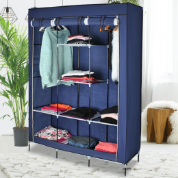 Текстильна шафа Storage Wardrobe 88130 на 3 секції, 130 х 45 х 175 см, Синій (N-14)