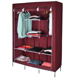 Текстильна шафа Storage Wardrobe 88130 на 3 секції, 130 х 45 х 175 см, Бордовий (N-14)