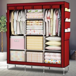 Текстильна шафа Storage Wardrobe 88130 на 3 секції, 130 х 45 х 175 см, Червоний (N-14)