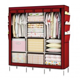 Текстильна шафа Storage Wardrobe 88130 на 3 секції, 130 х 45 х 175 см, Червоний (N-14)