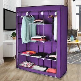 Текстильный шкаф Storage Wardrobe 88130 на 3 секции, 130 х 45 х 175 см, Фиолетовый (N-14)