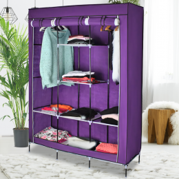Текстильна шафа Storage Wardrobe 88130 на 3 секції, 130 х 45 х 175 см, Фіолетовий (N-14)