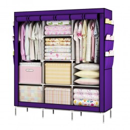 Текстильна шафа Storage Wardrobe 88130 на 3 секції, 130 х 45 х 175 см, Фіолетовий (N-14)