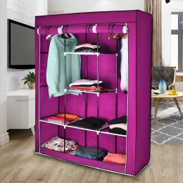 Текстильный шкаф Storage Wardrobe 88130 на 3 секции, 130 х 45 х 175 см, Розовый (N-14)