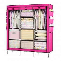 Текстильна шафа Storage Wardrobe 88130 на 3 секції, 130 х 45 х 175 см, Рожевий (N-14)