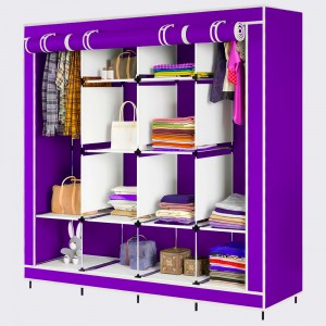 Універсальна складна каркасна шафа для одягу Storage Wardrobe 28170 на 4 секції, Фіолетовий (N-1)
