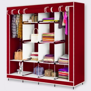 Універсальна складна каркасна шафа для одягу Storage Wardrobe 28170 на 4 секції, Бордовий (N-1)