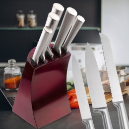 Набір ножів з підставкою з нержавіючої сталі 6 предметів, 5 ножів Edenberg EB-11008 Червоний (EB)