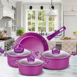 Комплект кухонного посуду сковорода, каструлі з прозорими кришками COOKWARE SET AND-13-20 13 предметів (205)