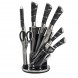 Комлпект ножів+ножиці+мусат+овощечистка з нержавіючої сталі на підставці 8 предметів Benson BN-405 (BN)
