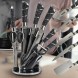 Комлпект ножів+ножиці+мусат+овощечистка з нержавіючої сталі на підставці 8 предметів Benson BN-405 (BN)