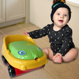 Горшок детский в виде машинки Tiny Mini Art Car музыкальный, Красно-желто-зеленый (DRKJ)