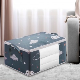 Органайзер для хранения постельного белья, одеял, подушек, вещей на 75 л, Синий/облака (205)