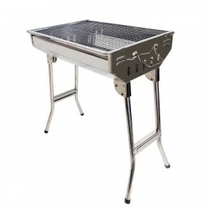 Переносний металевий складаний мангал із решіткою BARBECUE TRAY 883 CA-12 73*350*190 (205)