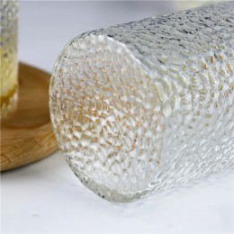 Высокая стеклянная прозрачная чашка с золотой ручкой 0310 (WAN)