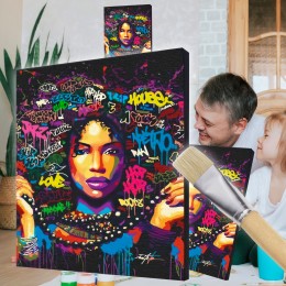 Картина-раскраска по номерам с рамкой краски, кисточки в комплекте "Музыка как жизнь" 10005-AC 40 х 50 см (SD)