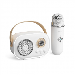 Портативная Bluetooth колонка для караоке с микрофоном на аккумуляторе, Белый (JM)