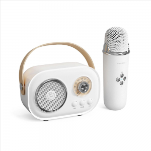 Портативна Bluetooth колонка для караоке з мікрофоном на акумуляторі, Білий (JM)
