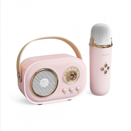 Портативная Bluetooth колонка для караоке с микрофоном на аккумуляторе, Розовый (JM)