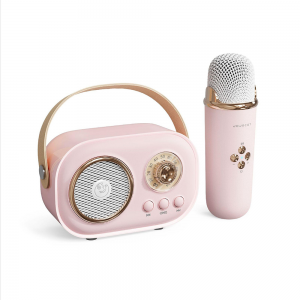 Портативна Bluetooth колонка для караоке з мікрофоном на акумуляторі, Рожевий (JM)