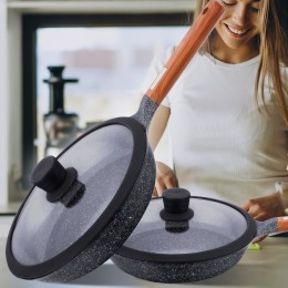 Сковородка с антипригарным гранитным покрытием и крышкой НК319 24 см