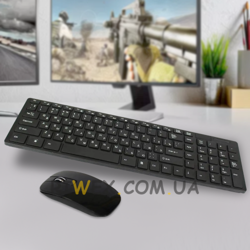 Набір бездротова клавіатура + мишка та силіконова накладка KeyBoard K-06, Чорний (206)