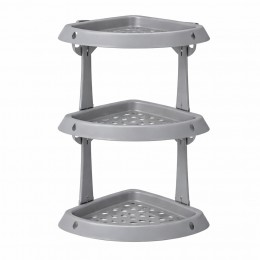 Полиця пластикова кутова R-plastic 3 яруси у ванну кімнату, Сірий (DRK) Полиця пластикова кутова R-plastic 3 яруси у ванну кімнату, Сірий (DRK)