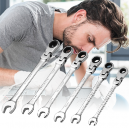 Ключі комбіновані тріскачкові шарнірні в наборі Wrench set ES-7, 7 шт. (205) 
