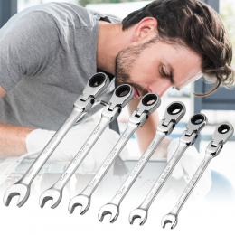 Ключи комбинированные трещоточные шарнирные в наборе Wrench set ES-7,  7 шт. (205) 