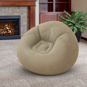 Надувне велюрове крісло-груша KR-1,  110 х 110 х 80 см, Сірий (259)