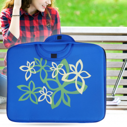 Текстильная сумка "Цветок" для ноутбука и документов 36х30х6 см, Синий