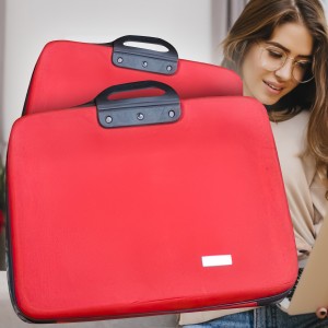 Классическая текститильная сумка для ноутбука и документов с ручками 42х33х7см Красный