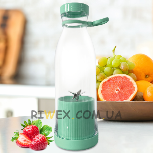 Бездротовий портативний блендер-пляшка Fresh Juice Blender 420 мл, Бірюзовий (205)