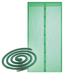 Антимоскитный набор, сетка для дверей зеленая  - 1 шт и спираль - 10 шт.