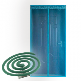 Антимоскитный набор, сетка для дверей синяя - 1 шт и спираль - 10 шт.