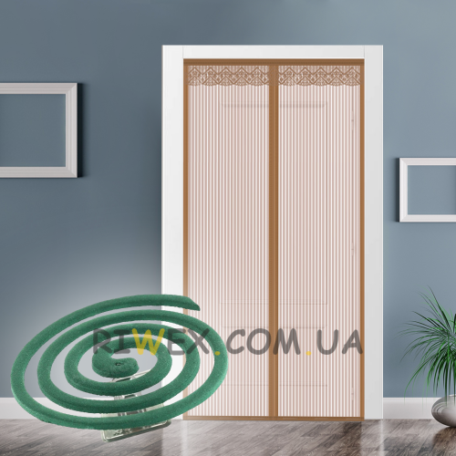 Антимоскітний набір, сітка для дверей коричнева - 1 шт та спіраль - 10 шт.