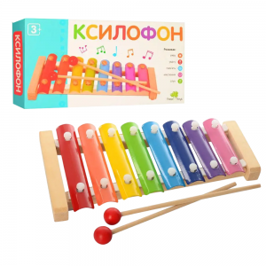 Деревянная игрушка Ксилофон MD 0713 с металлическими пластинами и палочками (KL)