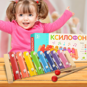 Деревянная игрушка Ксилофон MD 0713 с металлическими пластинами и палочками (KL)